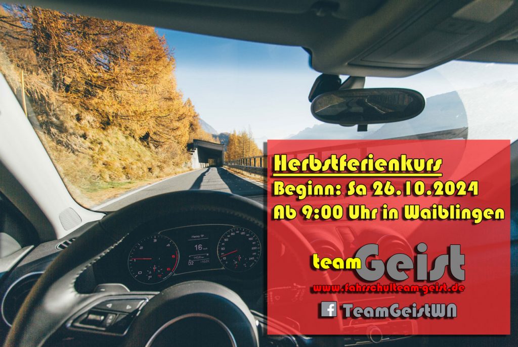 Unser Herbstferienkurs für Autoführerschein und Motorradführerschein 2024 startet in unserer Fahrschule in Waiblingen am 27.12.2024.